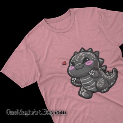 Machine Embroidery children cute Godzilla vs King Kong pattern - Image 3