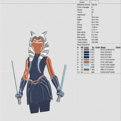 Machine embroidery Design Ahsoka Star Character and Logo pattern digital file - Image 6