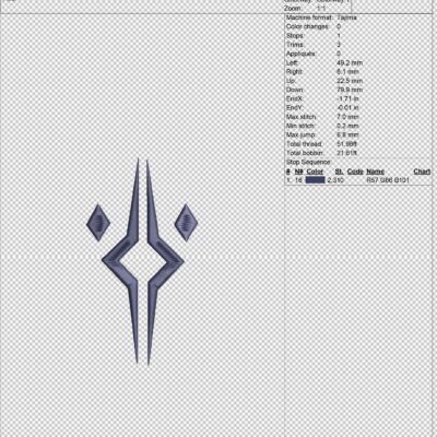 Machine embroidery Design Ahsoka Star Character and Logo pattern digital file - Image 5