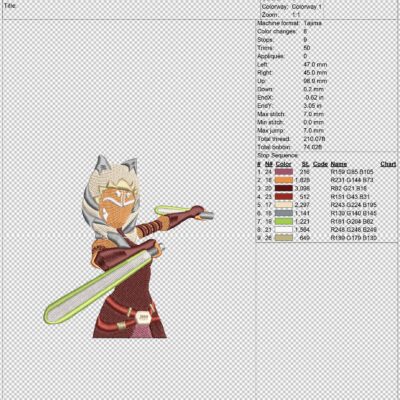 Machine embroidery Design Ahsoka Star Character and Logo pattern digital file - Image 3