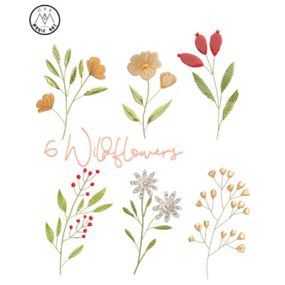 wild flowers pattern Embroidery machine Digital pattern Cute adorable flower meadow, botanical embroidery design digital pattern bundle