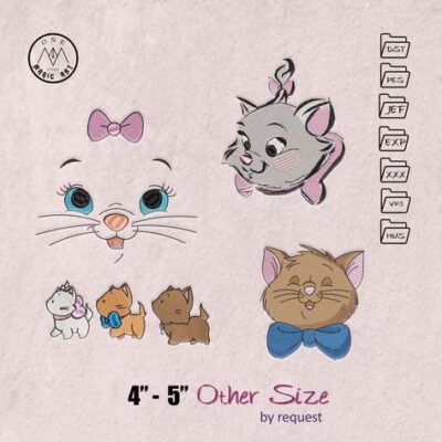Marie aristocat cute cat patterns for machine embroidery pattern