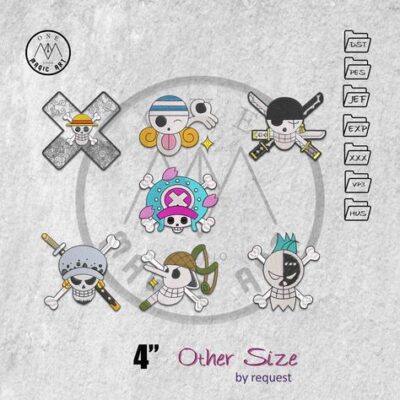 one piece logo patterns for machine embroidery pattern